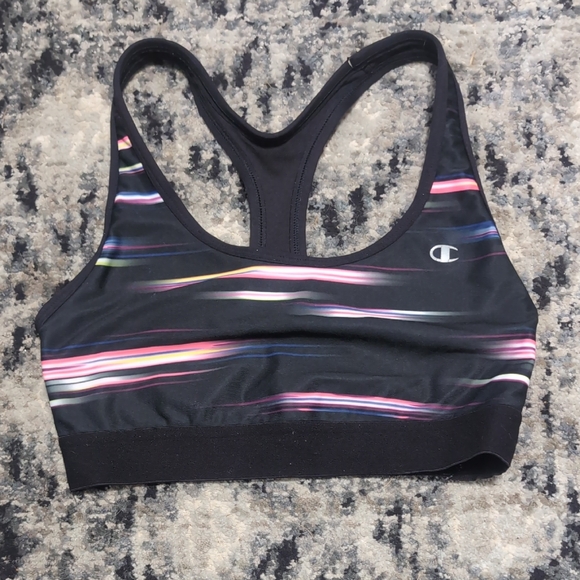 Champion Other - Champion Women's Black Sports Bra with Multicolor Stripes